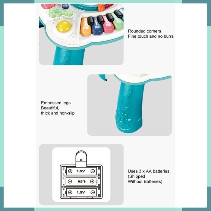 KEENSO Activity Table, Multifunctional Baby Activity Table, Early Learning Musical Toy with Flower Decoration