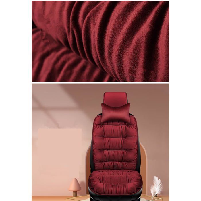 Funda para asiento de coche - PZCC - Roja - Tejido de terciopelo suave - Universal - Protección de invierno