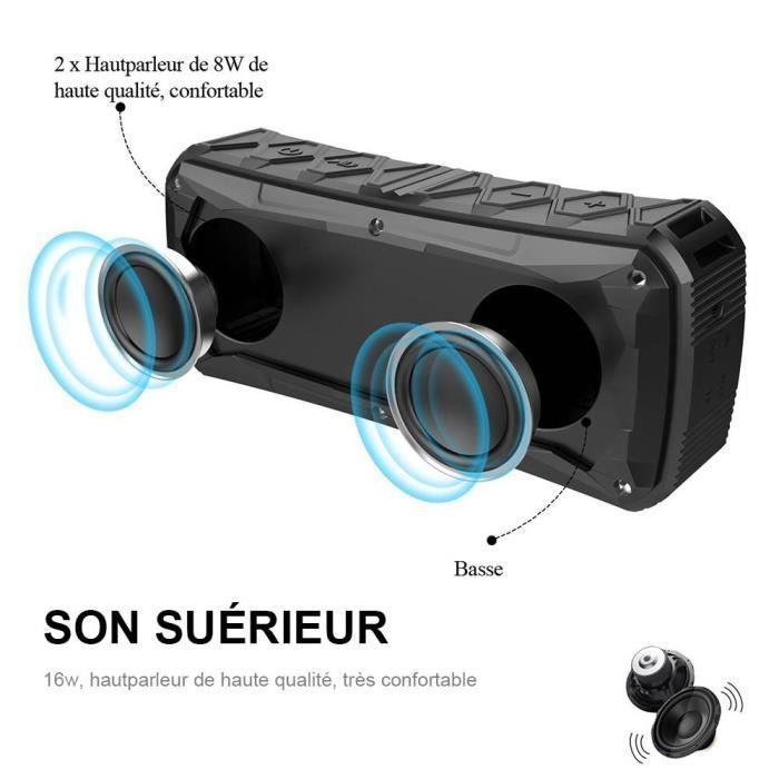 Caixa de Som Bluetooth - EFCONNECTION - Modelo à Prova d'Água - Bateria com Autonomia de 12 Horas - Bateria Externa - Preta