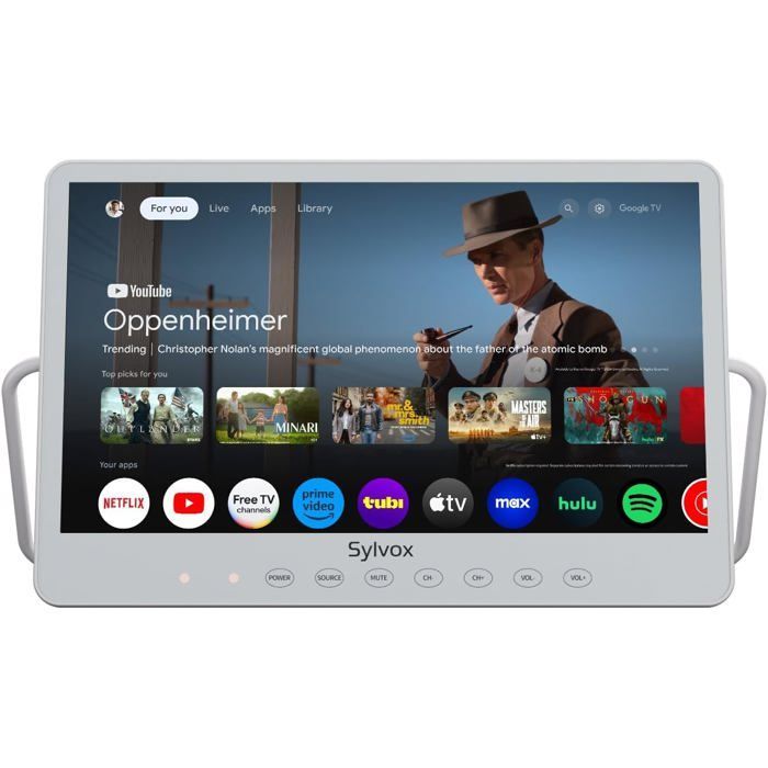 Televisor inteligente portátil SYLVOX de 15,6 pulgadas con Google TV, resistente al agua, 1080p FHD