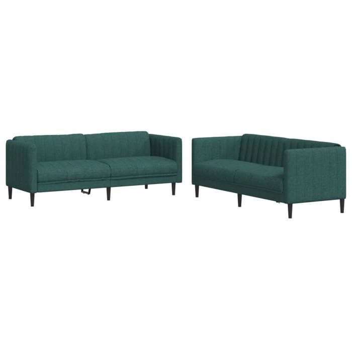vidaXL 2-delige donkergroene stoffen bankenset, bank, zitbank, relaxbank, comfortabele bank, fauteuil 3209242