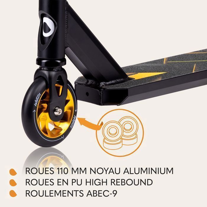 LIONELO Whizz Triksesparkesykkel - ABEC-9 - Styre i ett stykke - Svart/Gul