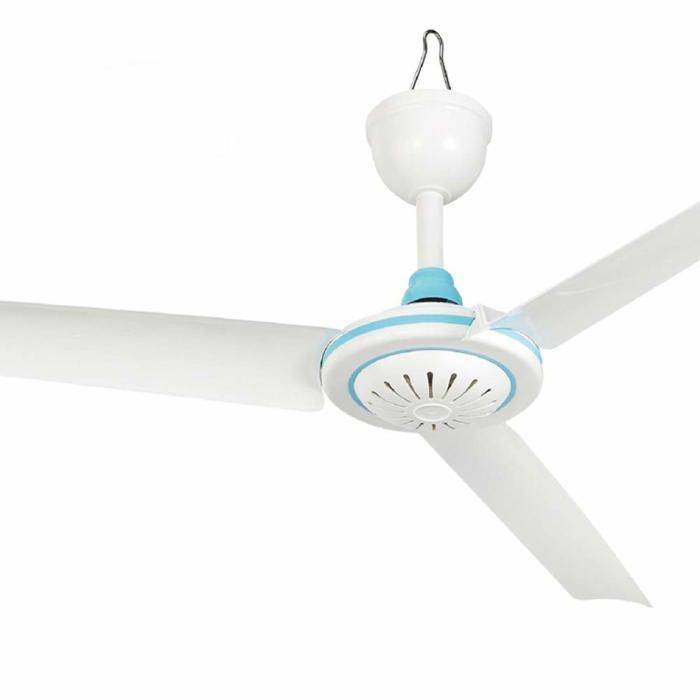 Ventilateur de plafond portable silencieux 12V DC–Mini suspendu pour camping, gazebo, chambre ou dortoir–Blanc et bleu