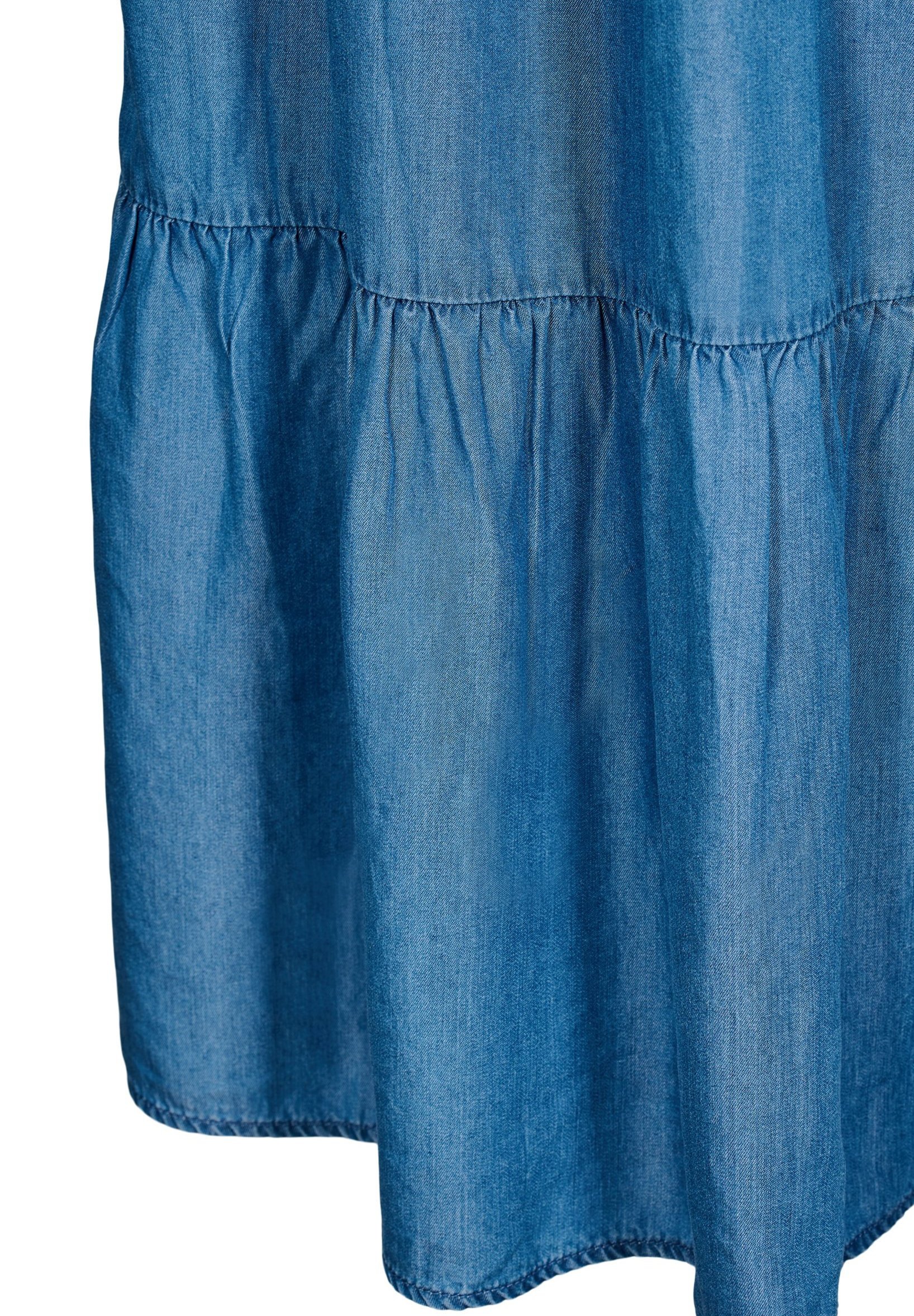 Zizzi MIT RÜSCHEN - Maxirok - blauw denim