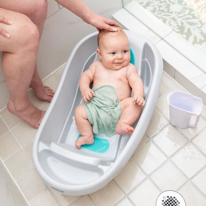 Bañera convertible INGENUITY para bebés, extragrande, cómoda, con asiento tipo hamaca de tela suave, hasta 24 meses.