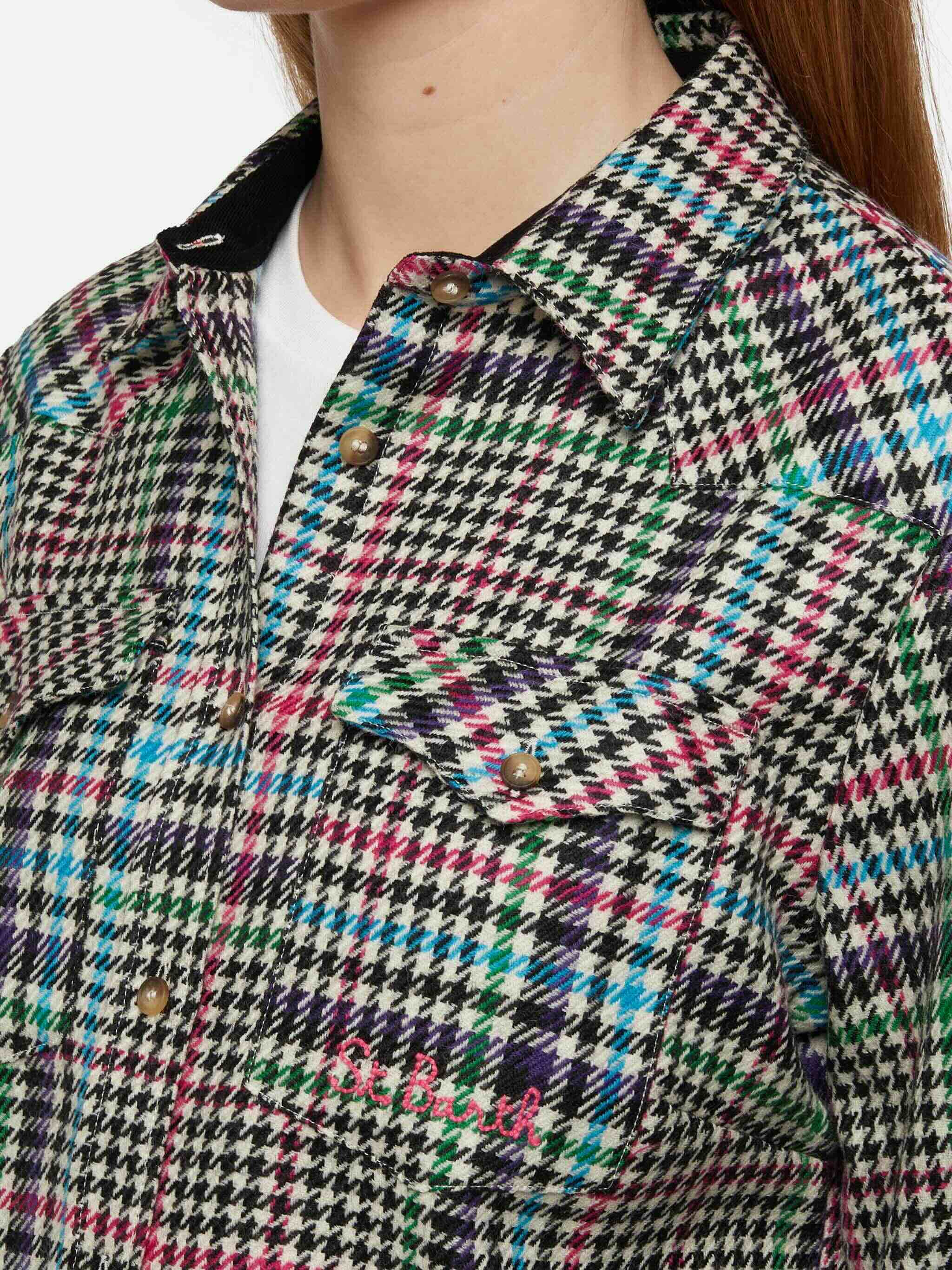 Camisa de lana de ciervo con estampado Príncipe de Gales