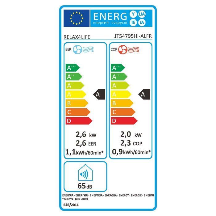 Climatiseur Mobile 9000BTU - RELAX4LIFE - 4 en 1 - Déshumidificateur - Refroidisseur - Chauffage - Minuterie 24H - Classe A