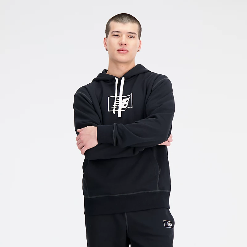 Męska bluza z kapturem NB Essentials – CZARNY
