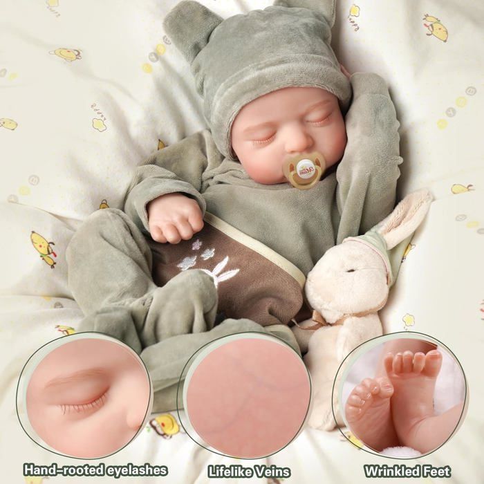 Reborn Doll - Evan - 17 inches - Soft vinyl body - Closed eyes - Unisex