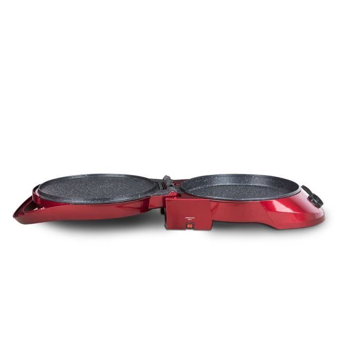 Appareil à tarte express HKOENIG - TRT180 - Four à Pizza - Multicuiseur Multifonction - Température jusqu'à 210°C - Rouge - 1800W
