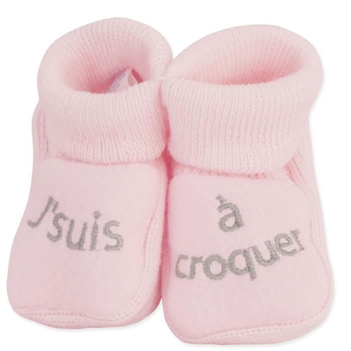 Chaussons brodés bébé Fille TROIS KILOS SEPT - Rose 