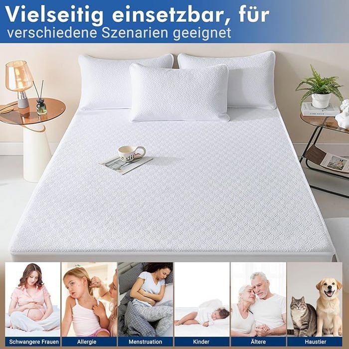 90 x 200 cm, waterdicht en ademend, geschikt voor matrassen tot 30 cm dik. 90x200x30 Grijs