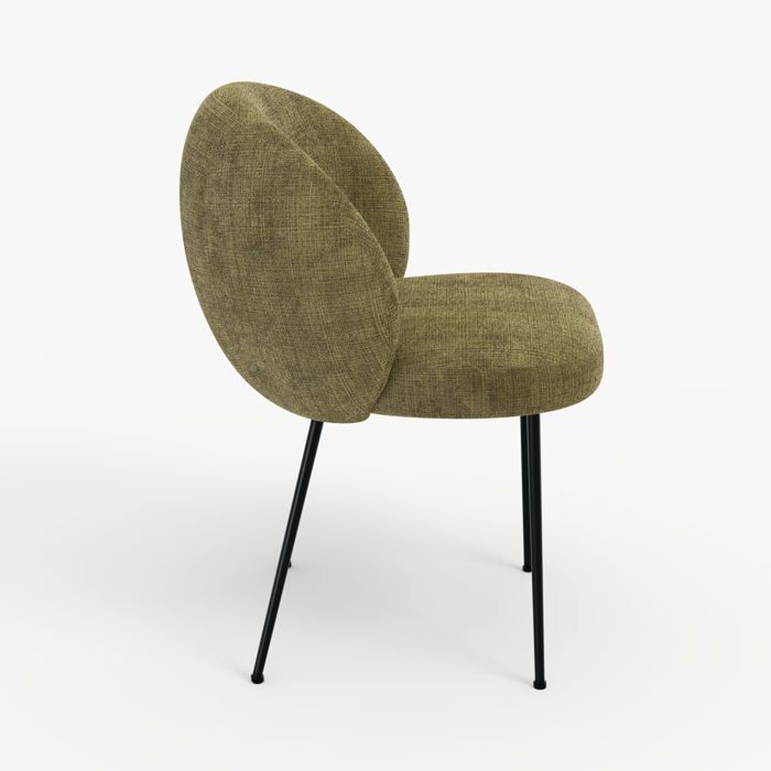 Chaise en velours chenillé vert olive et métal noir - Bloomy - Rendez-Vous Déco