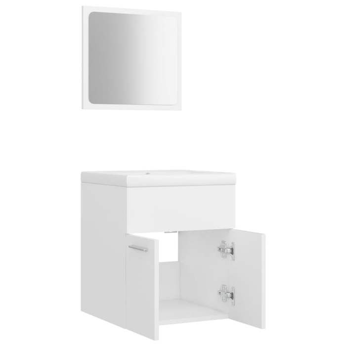 Badkamermeubelset - KALISSE - Wit - 41x38,5x46 cm - Geïntegreerde wastafel - Inclusief spiegel - Spaanplaat