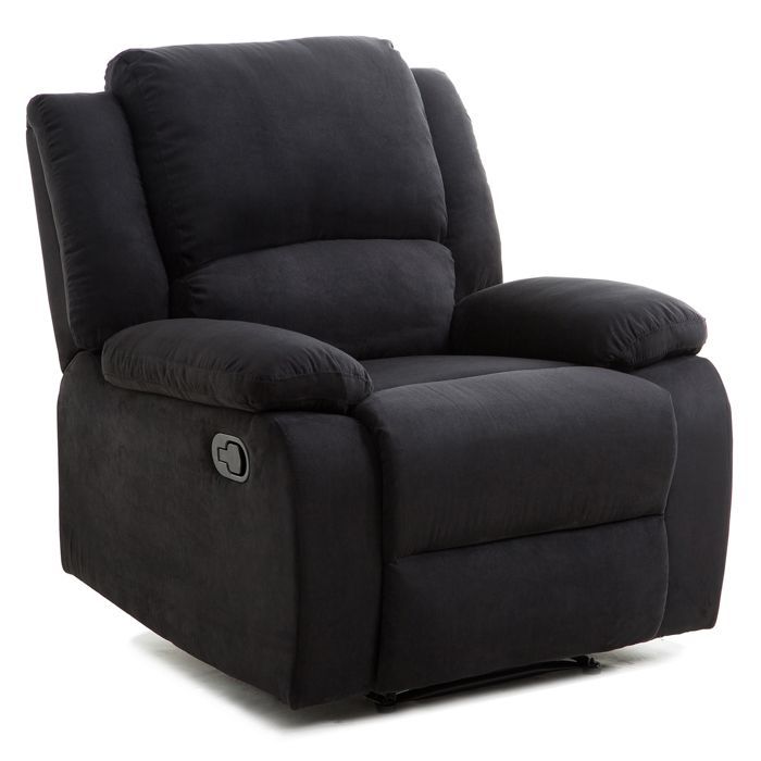 LEO 1-Sitzer Relaxsessel aus schwarzem Mikrofaserbezug – B 88 x 93 x 96 cm – LOUNGITUDE