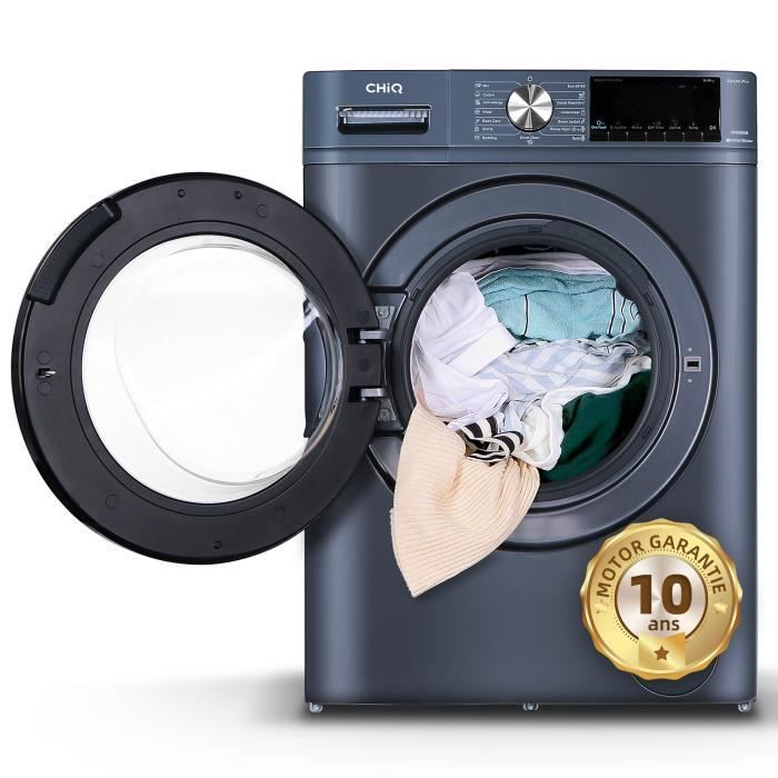 Lave-linge CHiQ CFL80-14586IM3X - 8 kg - 1400 tr-min -Profondeur 52cm - 54 L - Moteur inverseur - One touch - Lavage rapide