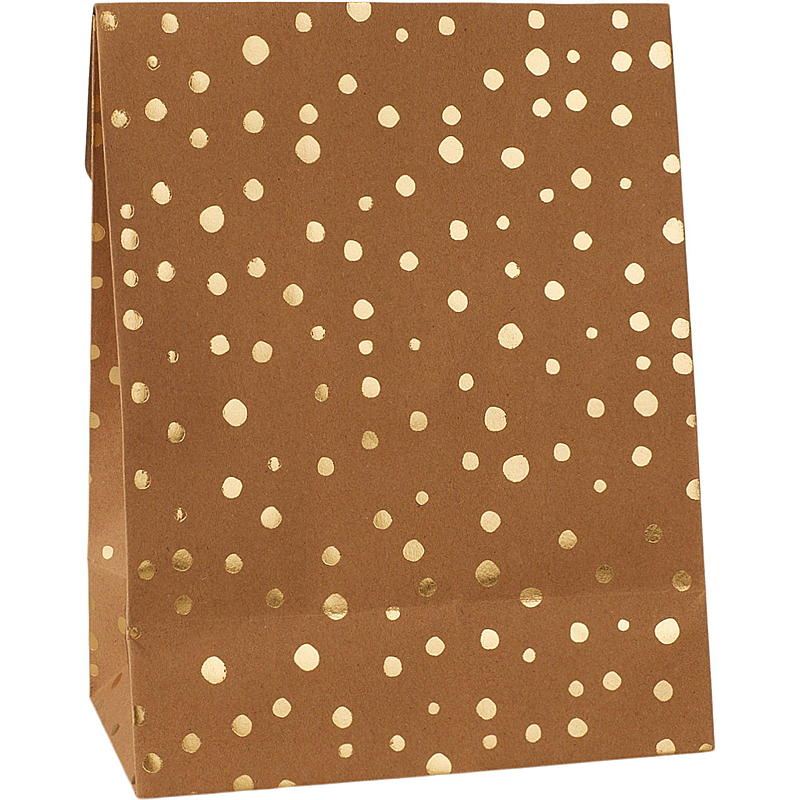 Presentpåse 25,5x11 cm med guld- och silverfärgat kraftpapper