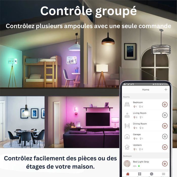 Bombilla LED inteligente multicolor con conexión WiFi - iFEEL Globe E27 - Lámpara de color regulable - Compatible con Alexa y Google Home