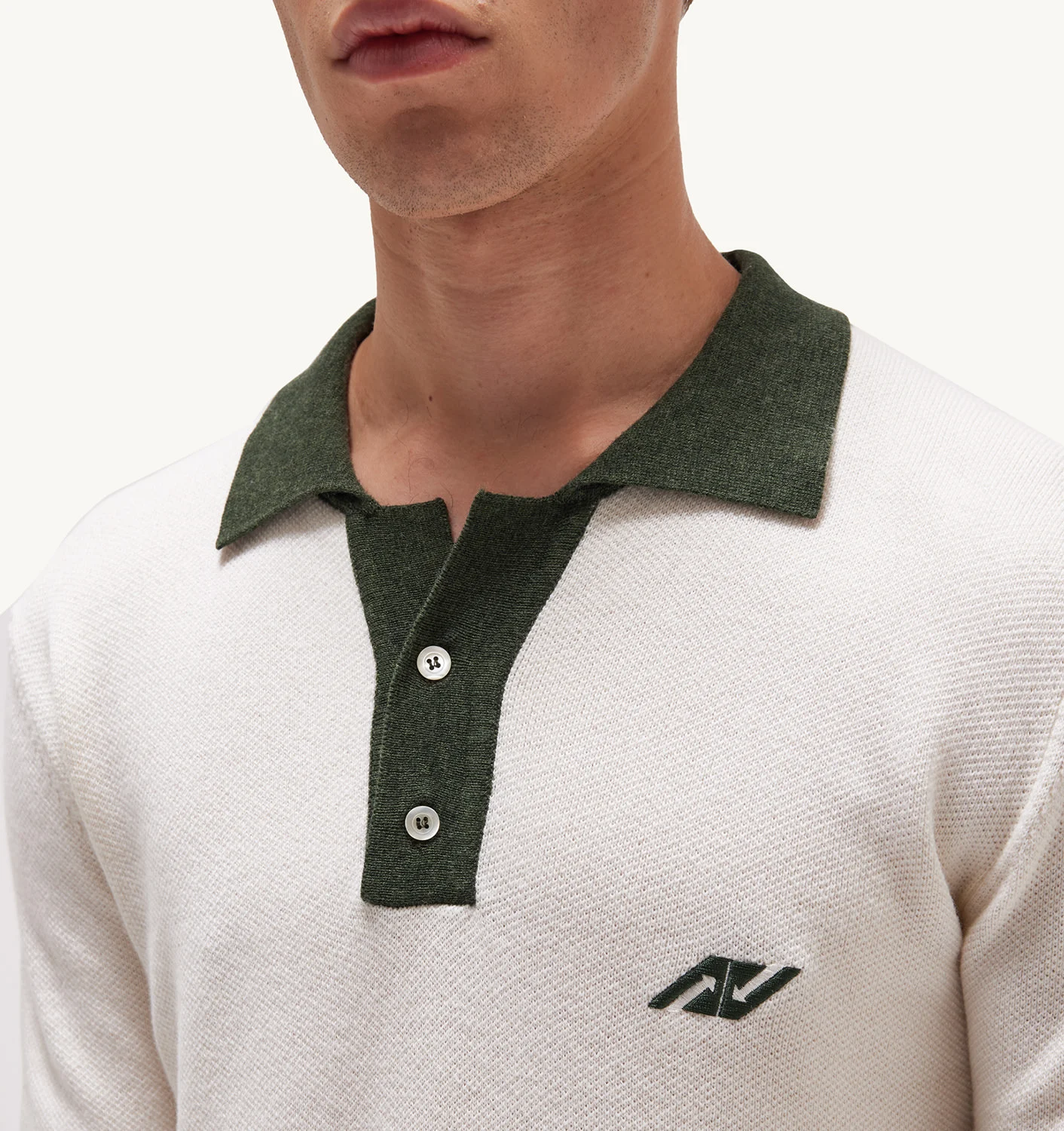 TRICOU POLO TRICOTAT DIN LÂNĂ ȘI BUMBAC