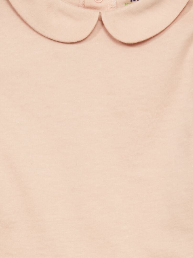 T-shirt met Claudine-kraag - Roze