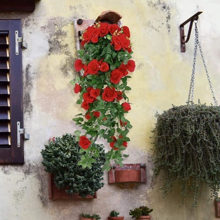 Künstliche Blumen - SODIAL - 2er-Pack - Rot - 90 cm - Hängende Dekoration