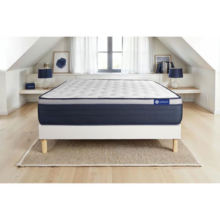 Ensemble Matelas Sommier 160x200 cm - Sommier Blanc (en kit) - Actiflex Max
