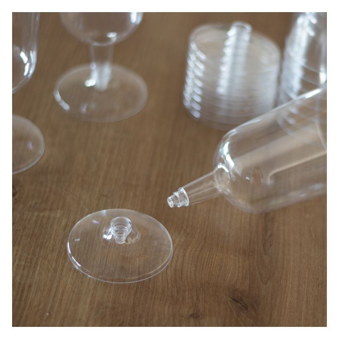Reusable clear plastic wine glasses, 20 cl, pack of 50