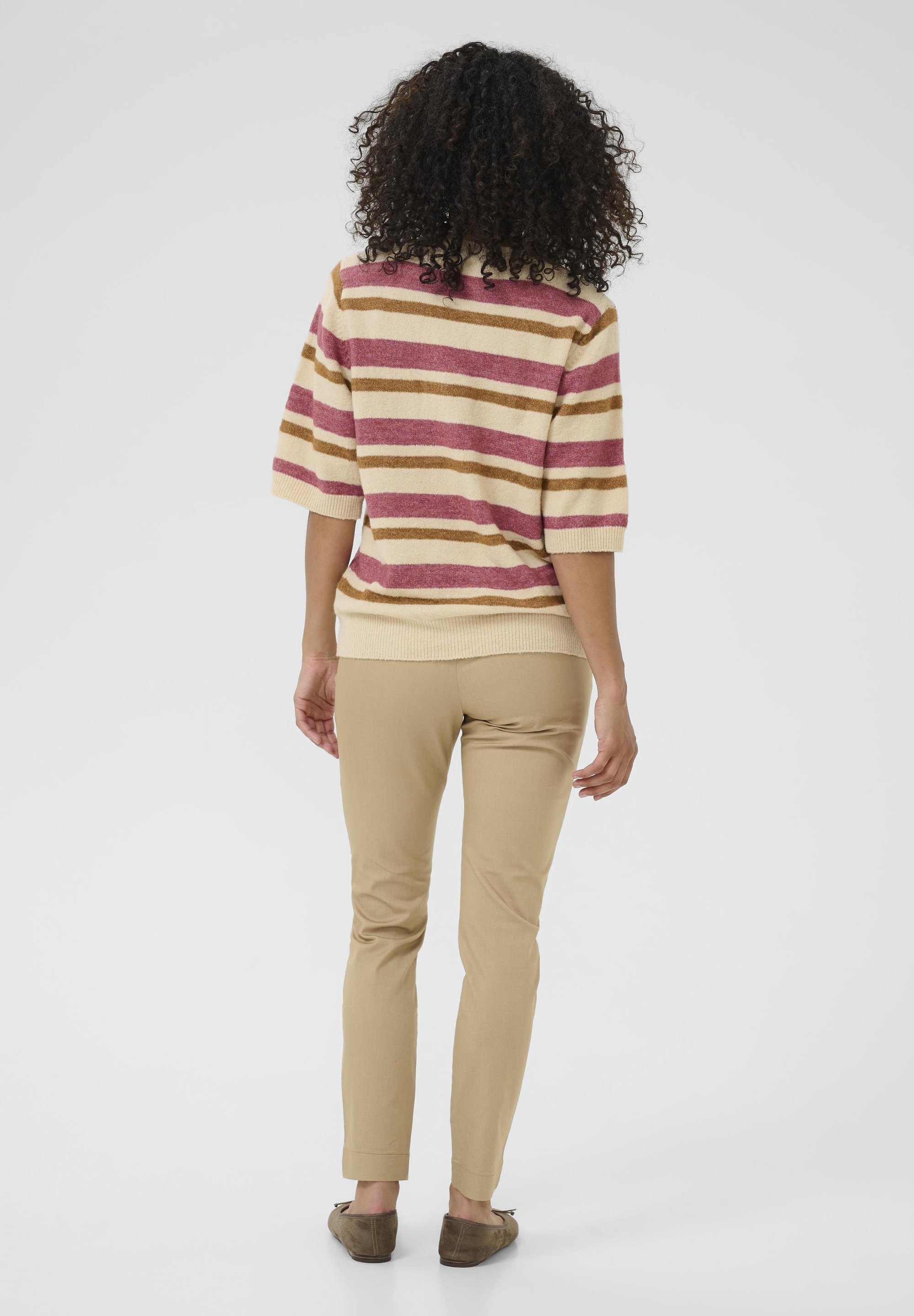 Bon'A Parte BPWONDA - T-shirt met print - natuurhoutroze streep