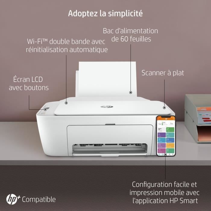 Imprimante tout-en-un HP DeskJet 2710e jet d'encre couleur - 6 mois d'Instant ink inclus avec HP+