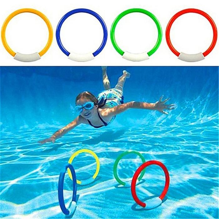 Jouets de Plongée pour Enfants - LEWW - Lot de 4 Anneau de Plongée - Anneaux de jeux d'activité colorés