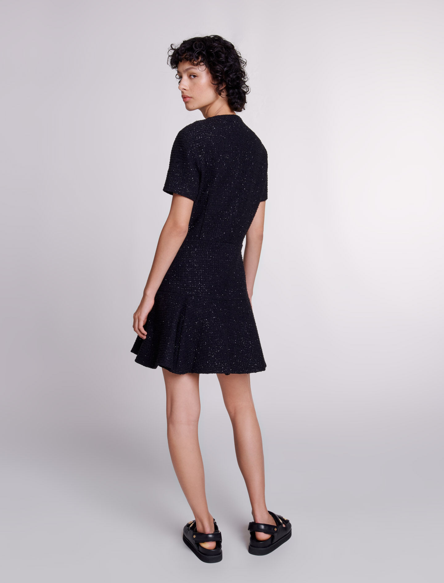 Rochie scurtă din tweed - Negru
