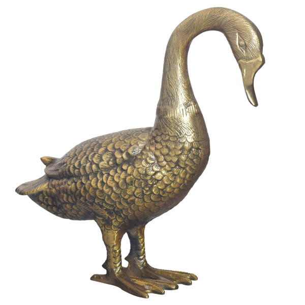 Figurka Dekoracyjna Gęś Aluminium Złota 46 cm Nowoczesna Dekoracja