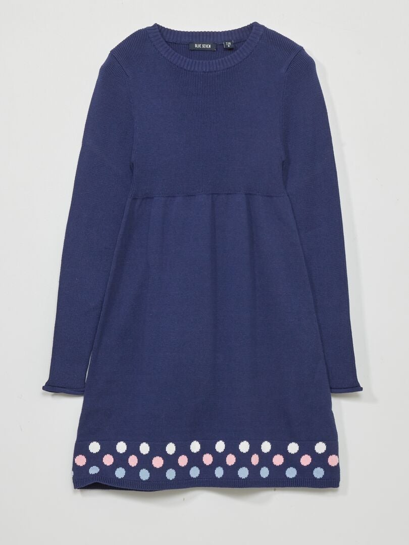 Maxi-trui met wijde pijpen en stippen - BLAUW