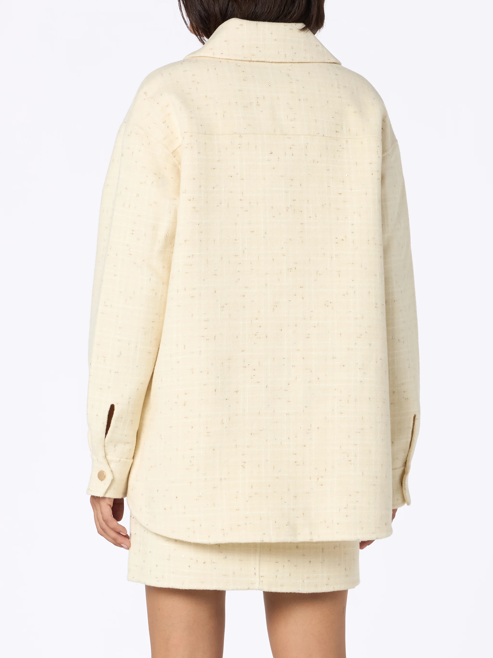 Veste Chantel pour femme en tweed de laine blanche à sequins