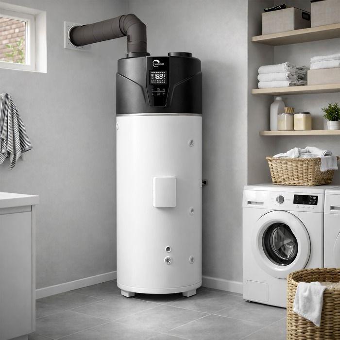 Calentador de agua termodinámico monobloque de pie Sannover Stelios de 200 L (aire ambiente/aire exterior)