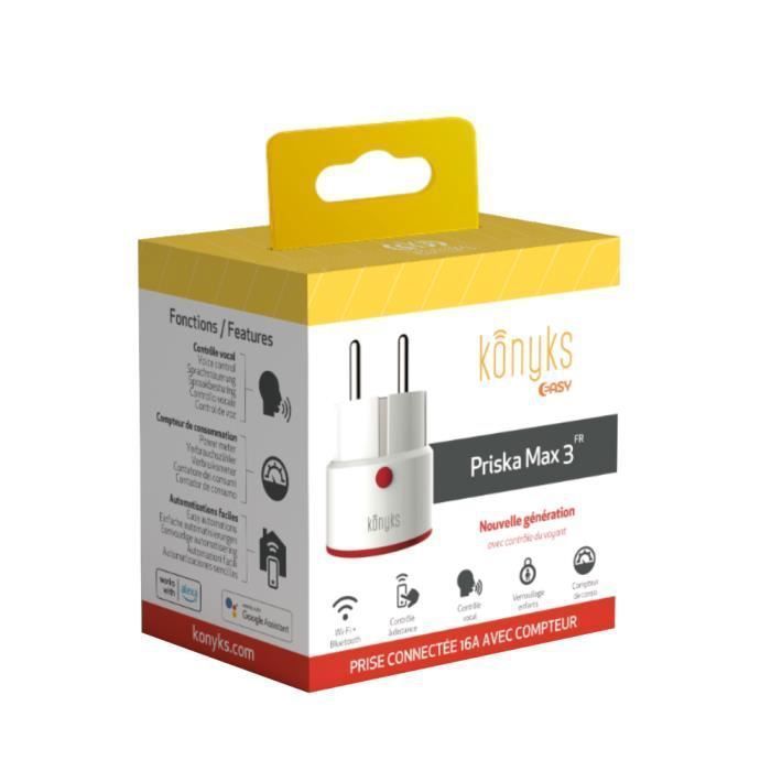 Enchufe inteligente Konyks para el hogar con Wi-Fi y Bluetooth de 16 A (modelo 2022, blanco y negro)