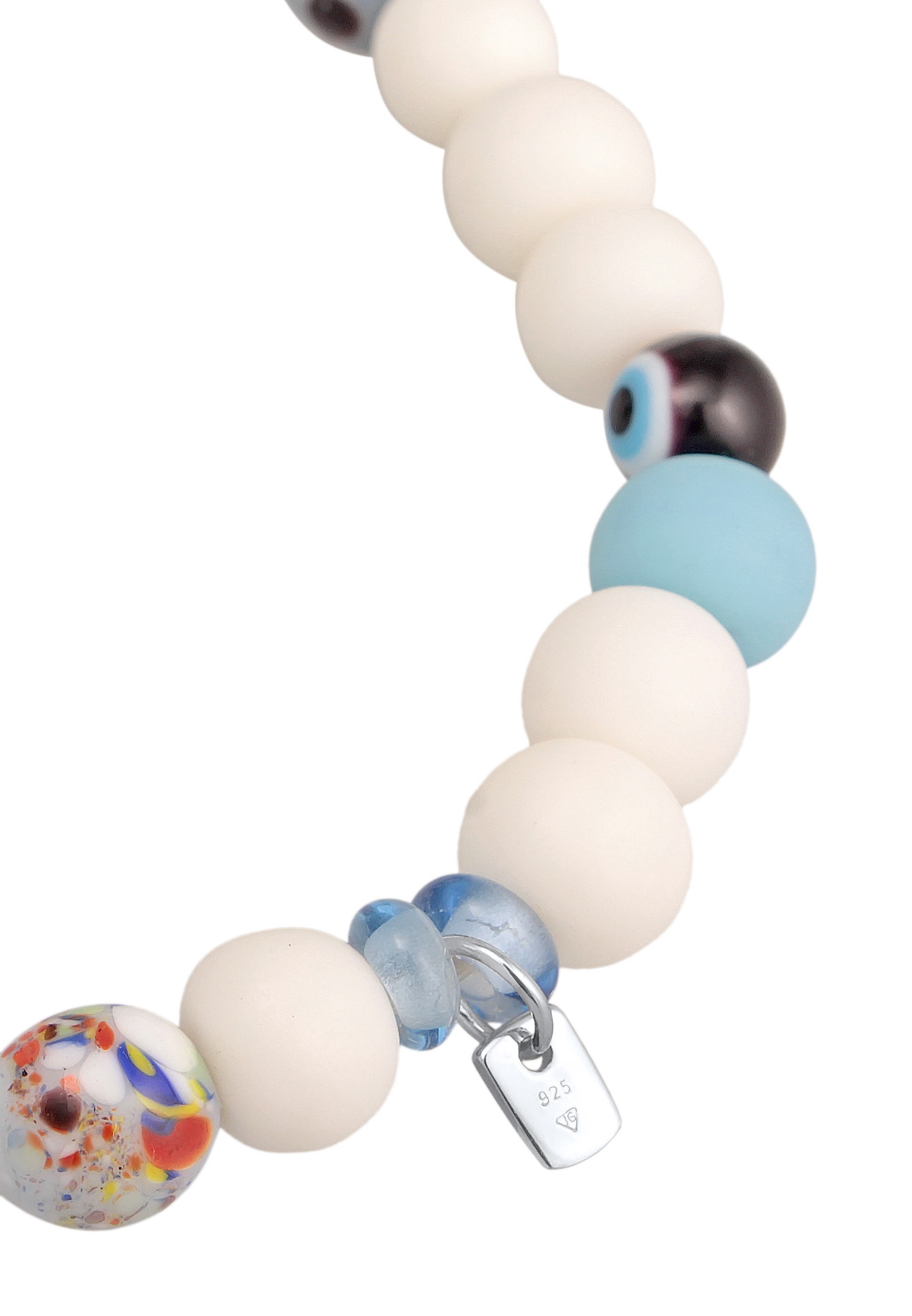 KUZZOI Hommes avec Smiling face Beads avec des perles de résine en argent sterling 925