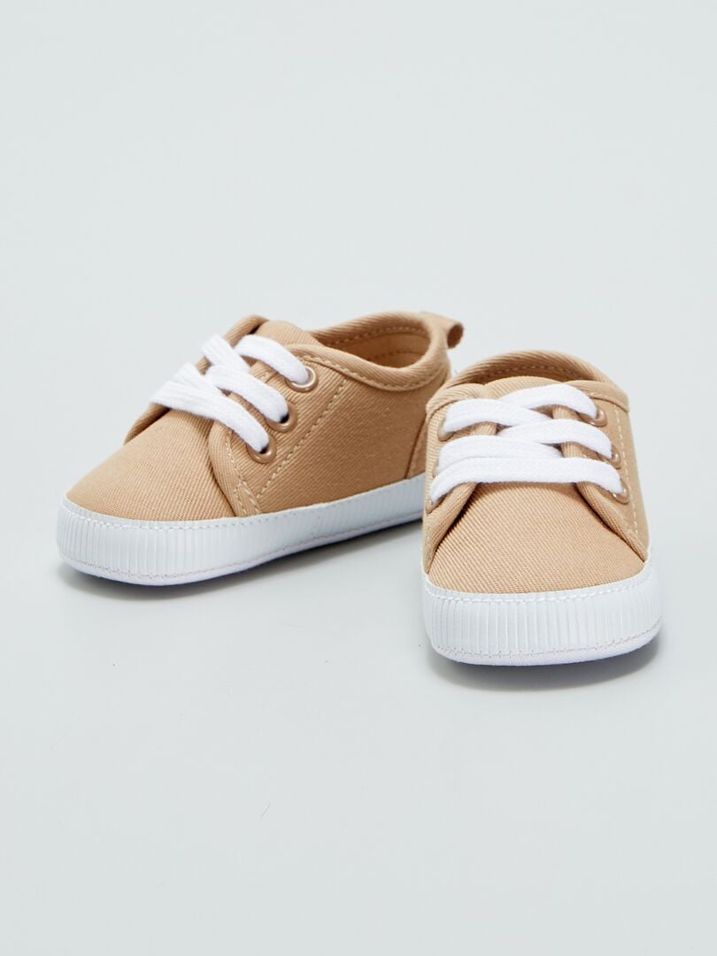 Lage katoenen sneakers - BEIGE