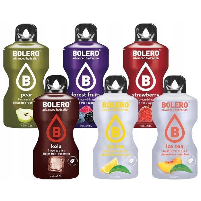 Sachets boissons instantanées - Bolero - Lot 6 saveurs variées - Sans sucre - Compatible Sodastream