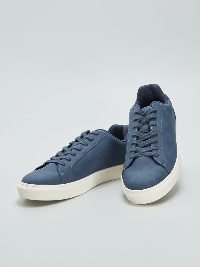 Lage sneakers met textuur - BLAUW