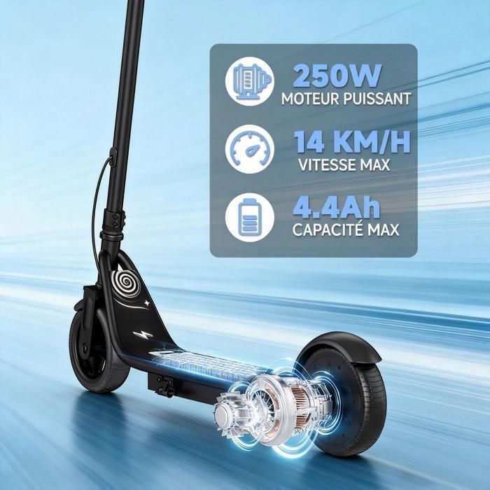 Patinete eléctrico plegable para niños - Motor de 250 W - Batería de 4,4 Ah - Ruedas de 6,5