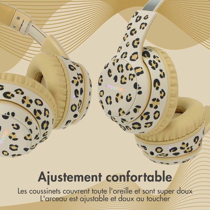 Special Edition Children's Wireless Headphones with LED Light and AUX Cable - Leopard print imoshion
