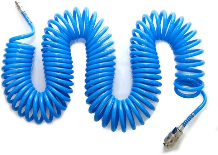 Mangueira de ar comprimido de 15 m, mangueira espiral de PU para compressor