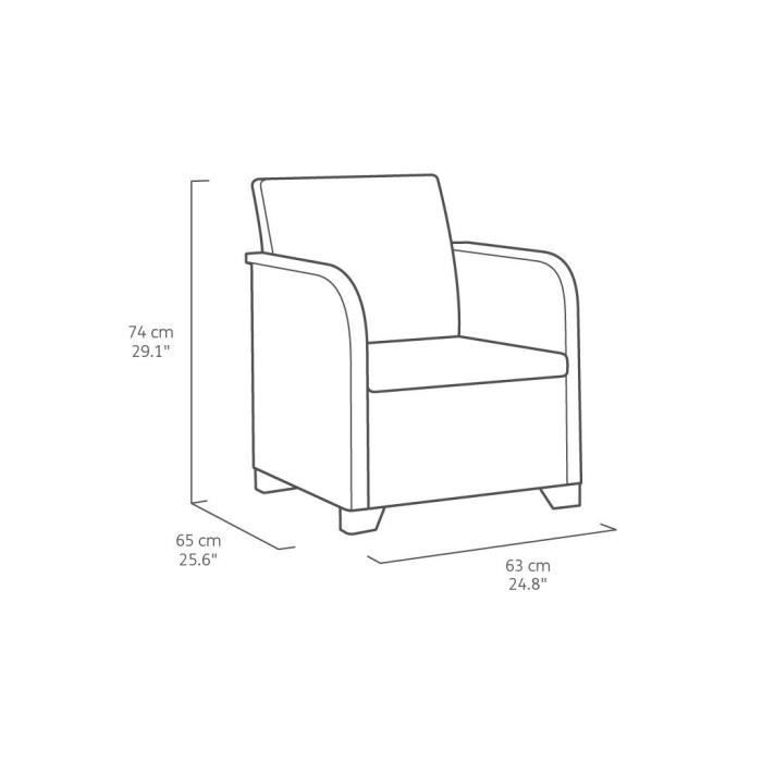 Sillón de jardín con cojín - en resina - Allibert de KETER - SanRemo - Gris grafito
