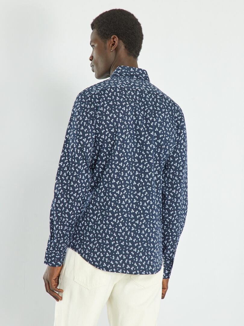 Camisa ajustada estampada - AZUL