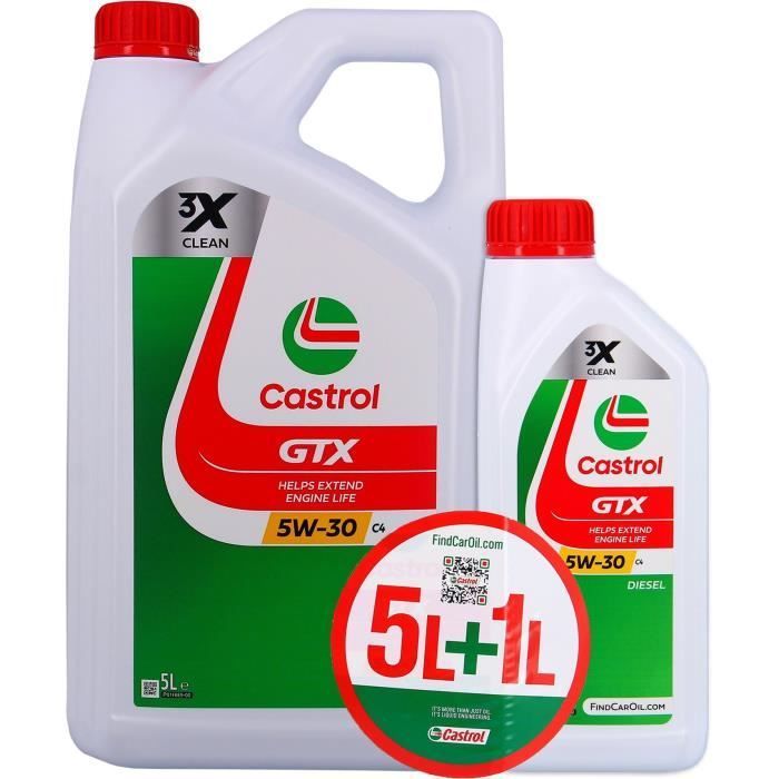 Aceite de motor - CASTROL GTX - 5W-30 C4 - 5L+1L - Oferta especial
