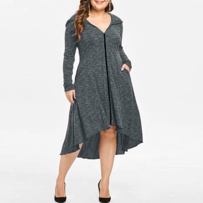 Sudadera para mujer - FUNMOON - Cierre de cremallera - Tallas grandes - Bolsillos - Manga larga