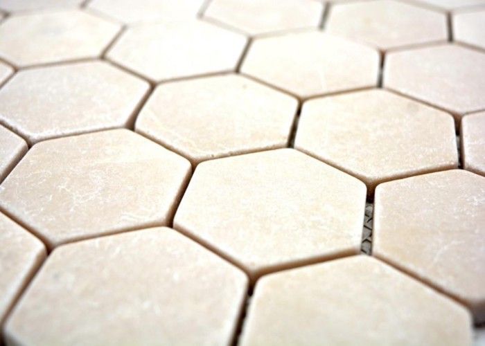 Marbre Mosaïque Carreau de pierre naturelle beige crème vanille Hexagone Carreau mural salle de bain - MOS42-1212