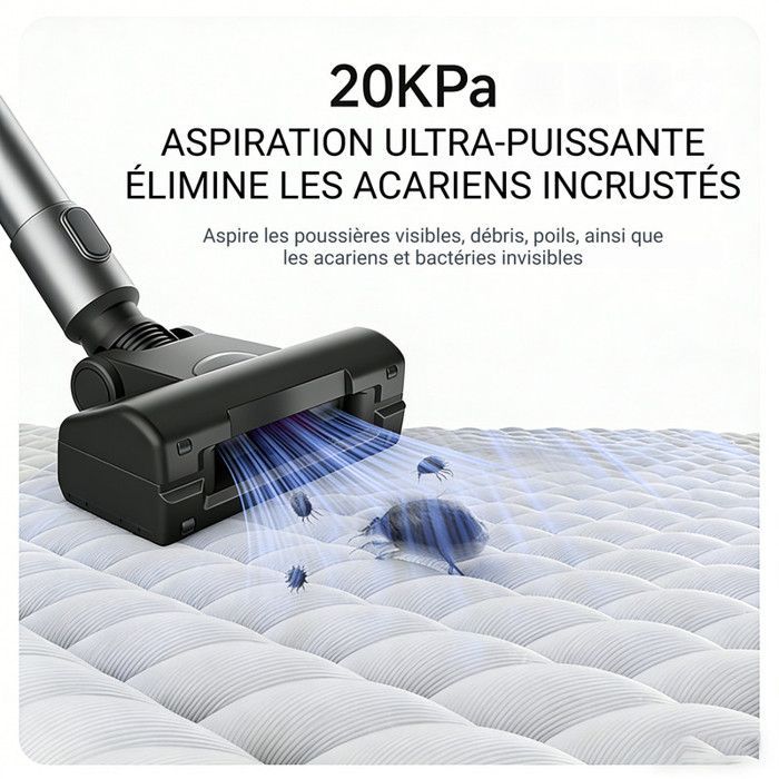 Aspirateur à Main 4-en-1 20000Pa – Écran Intelligent, Charge Type-C & Filtre HEPA – Aspirateur Portable pour Voiture,Maison,Animaux