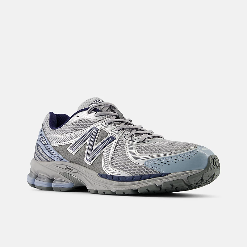 Herrenschuhe 860v2 Raincloud mit hellgrauen und marineblauen Zierstreifen